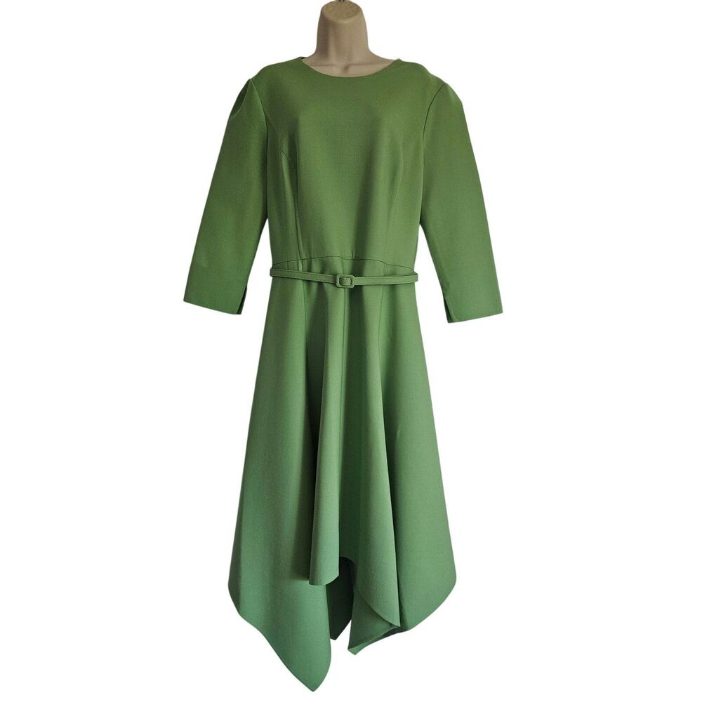 OSCAR DE LA RENTA Asymmetrical-hem Stretch-wool Midi Dress